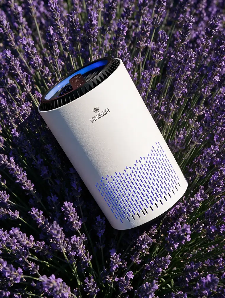 Inspiración de aroma lavanda: purificador de aire MAXIAIR MAXI-01.