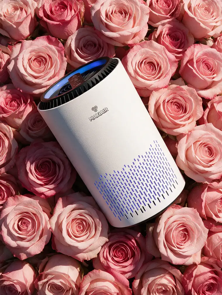 Inspiración de aroma rosa: purificador de aire MAXIAIR MAXI-01.